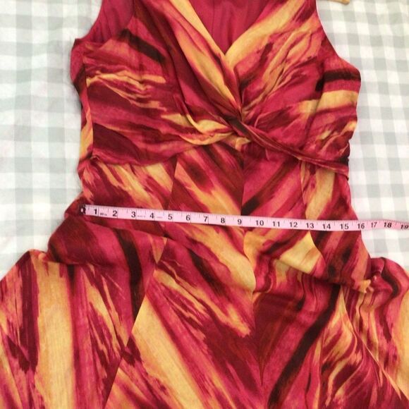 Jones New York dress 100% cotton orange red yellow pink fit & flare  size 12 - Picture 10 of 14